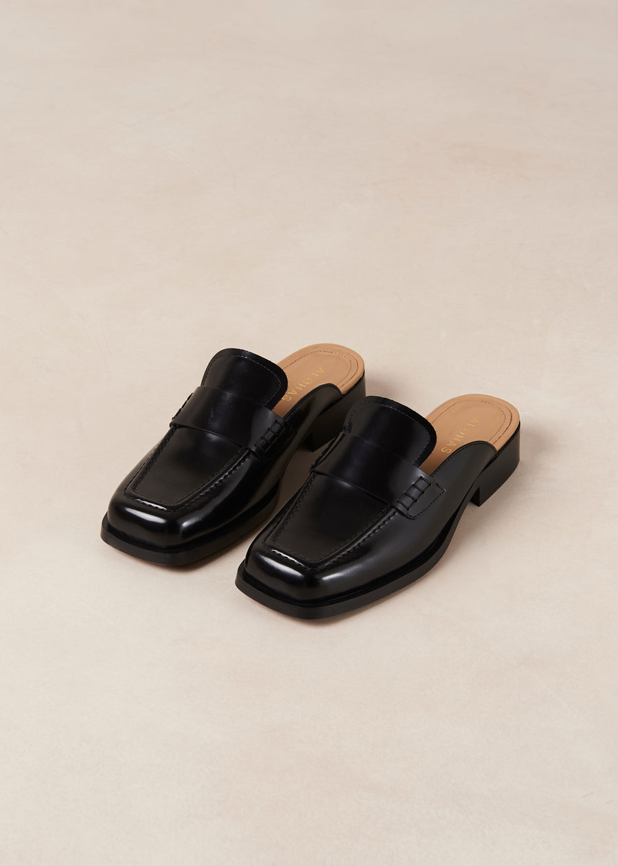Alfred Black Leather Mules