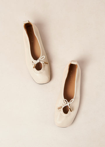 Rosalind Cream Leather Ballet Flats