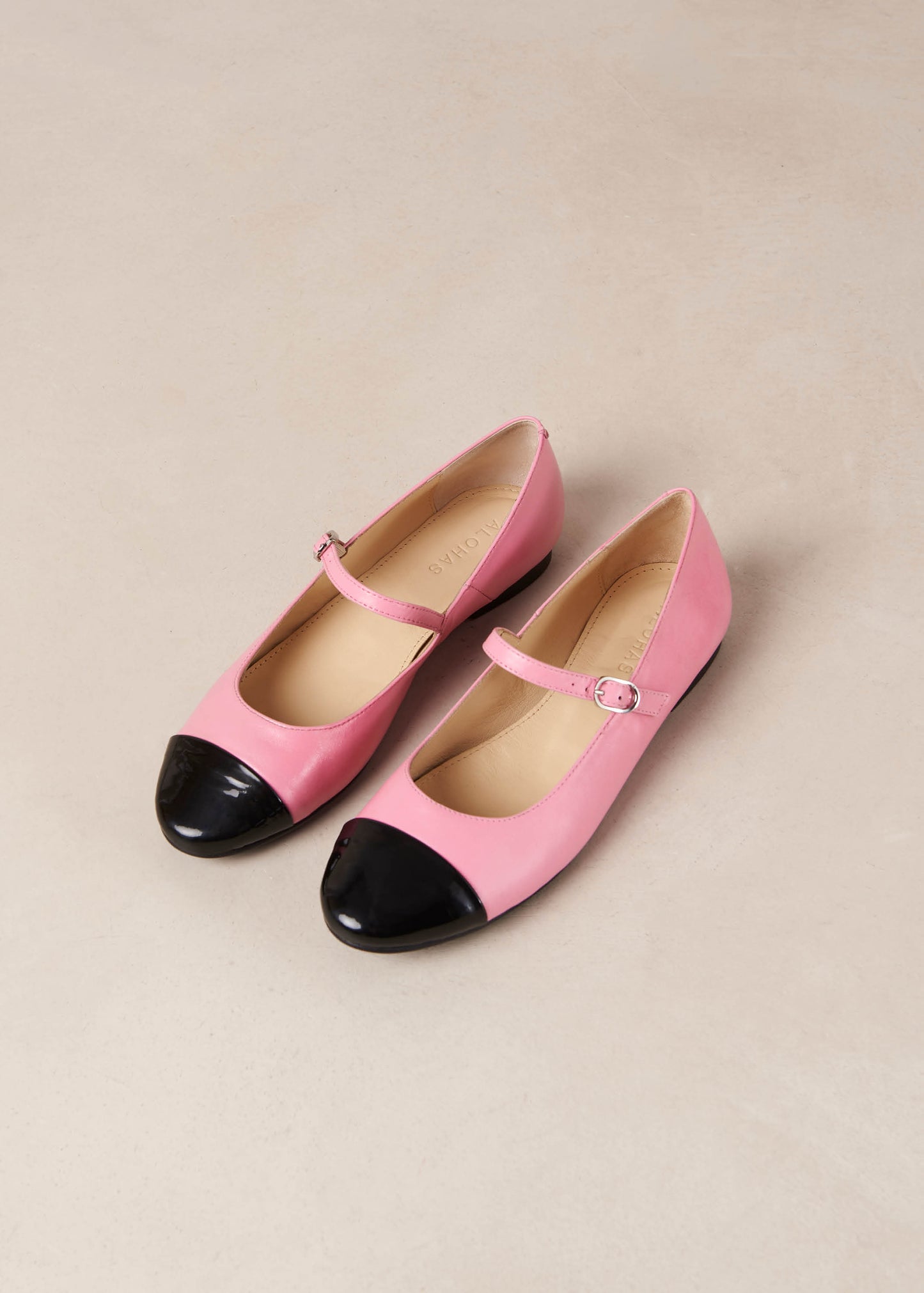 Musa Bicolor Black Pink Leather Ballet Flats