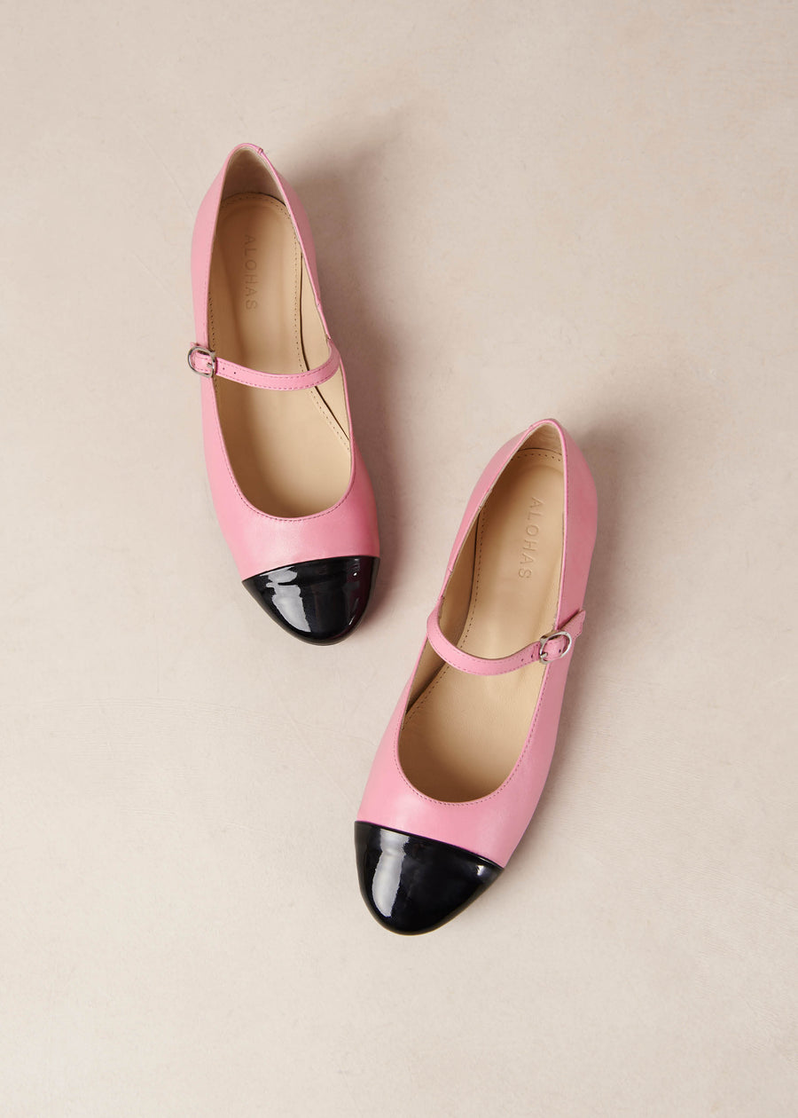 Musa Bicolor Black Pink Leather Ballet Flats
