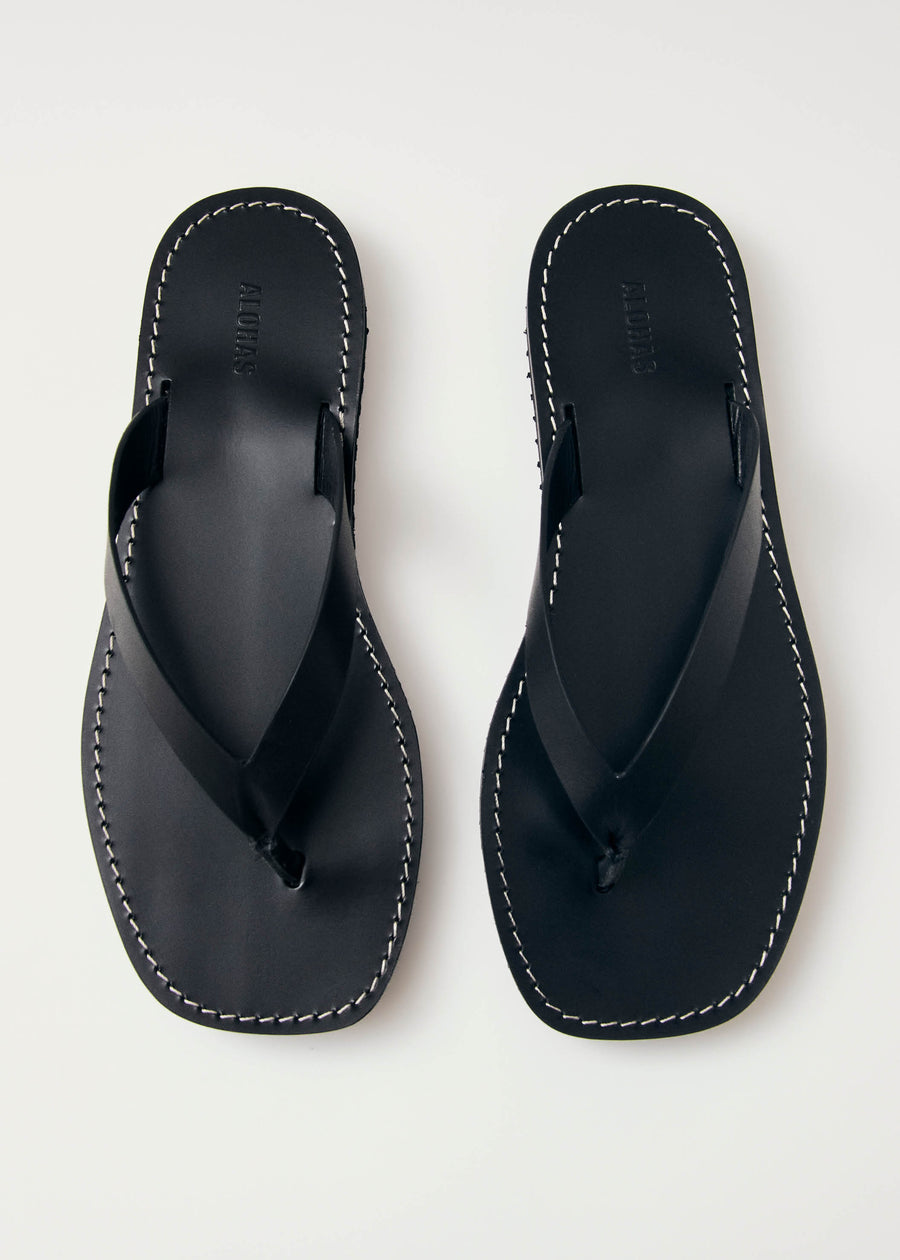 Liora Black Leather Sandals