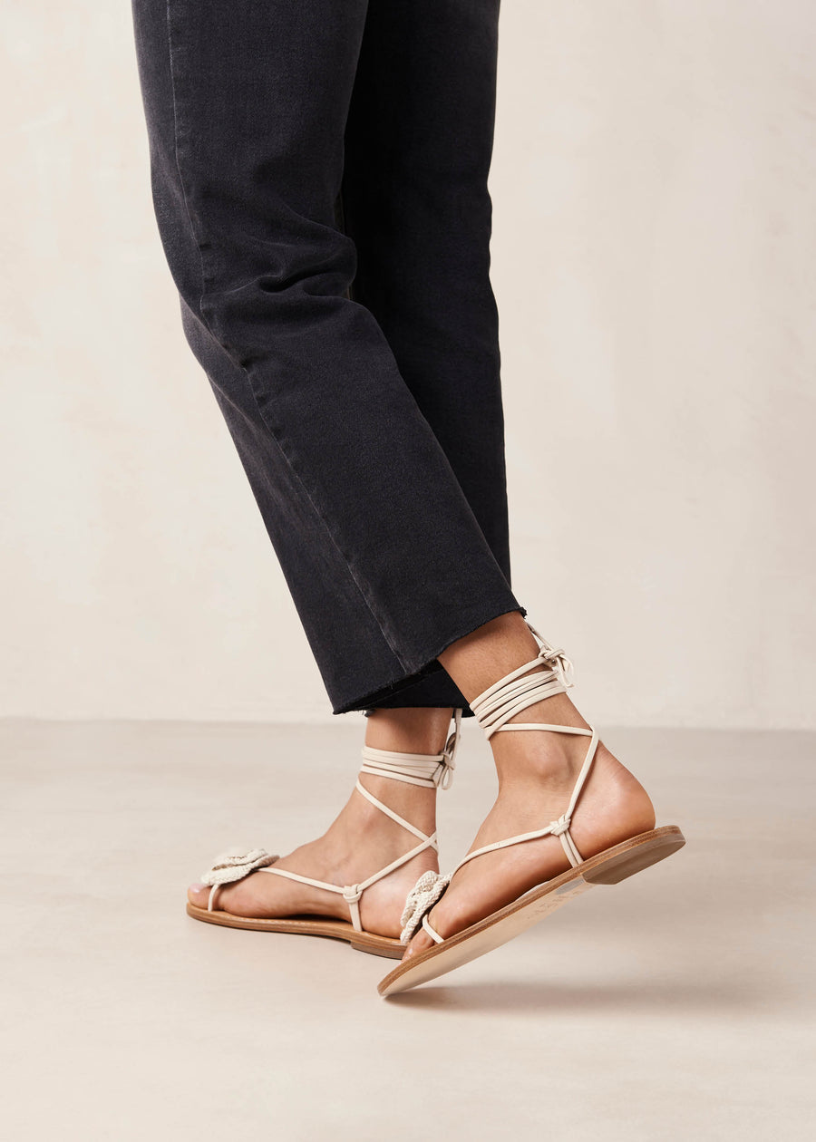 Jakara Cream Leather Sandals