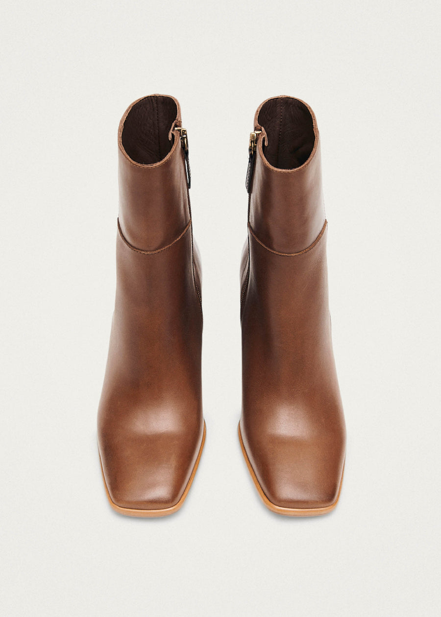 West Camel Leather Ankle Boots