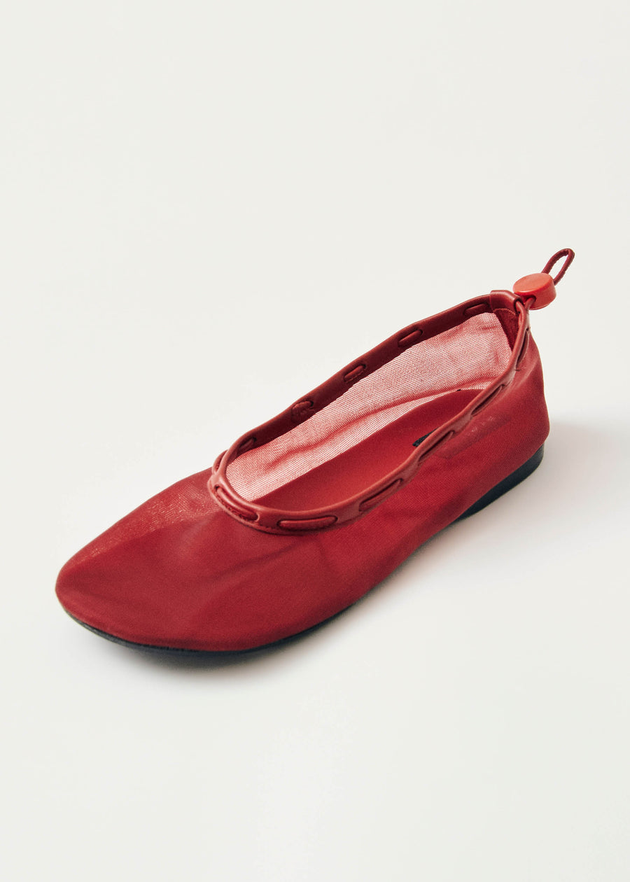 Gill Mesh Red Leather Ballet Flats