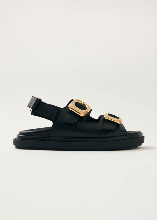 Daria Black Leather Sandals