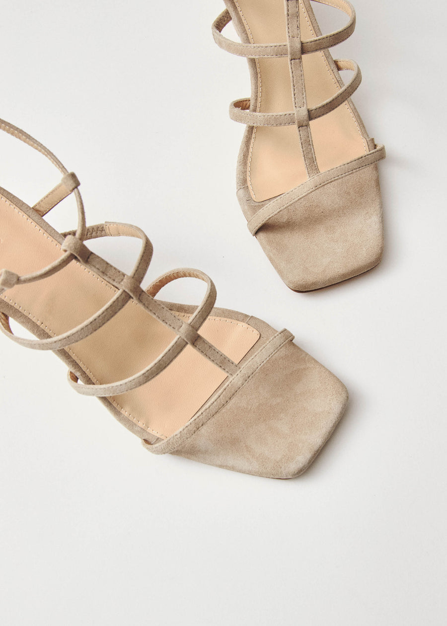Lare Suede Taupe Leather Sandals