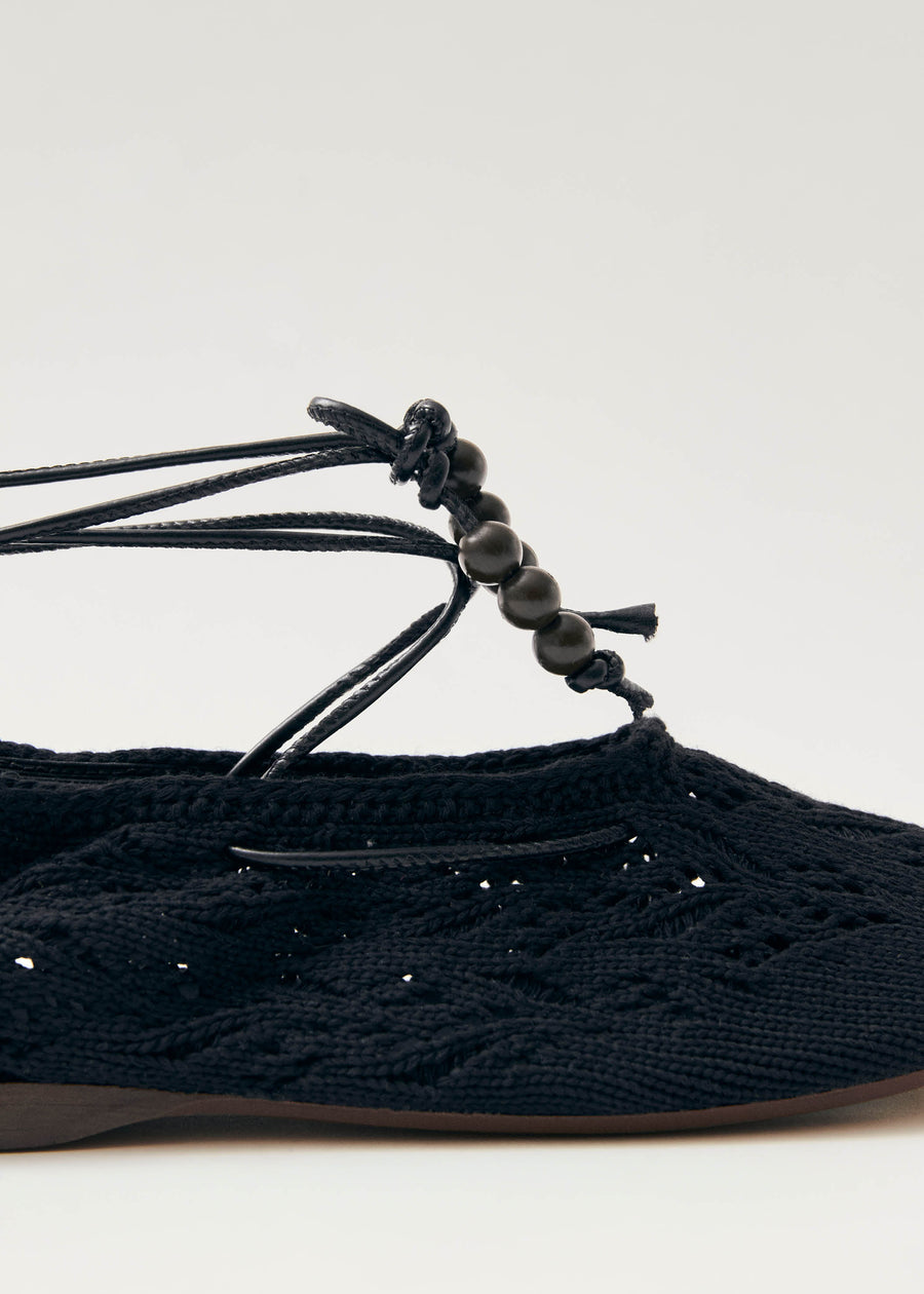 Rosemary Crochet Black Ballet Flats