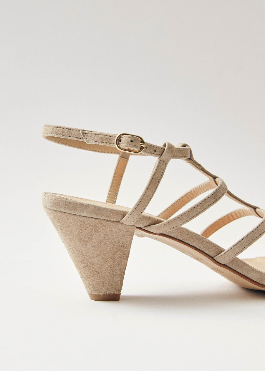 Lare Suede Taupe Leather Sandals