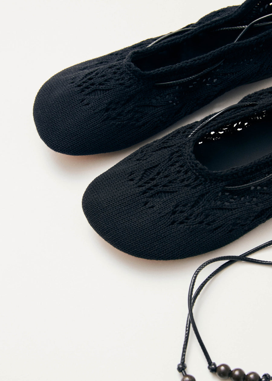 Rosemary Crochet Black Ballet Flats