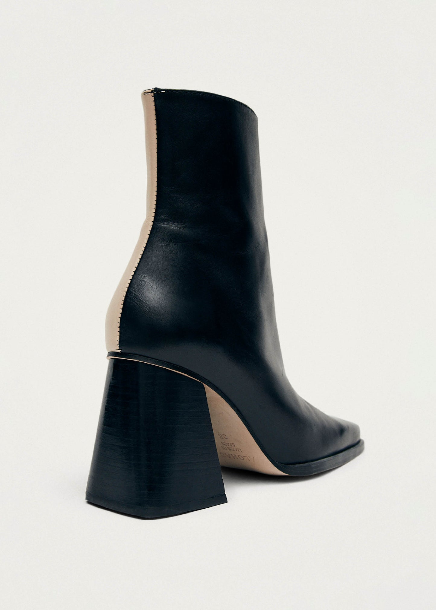 South Bicolor Stone Beige Black Leather Ankle Boots