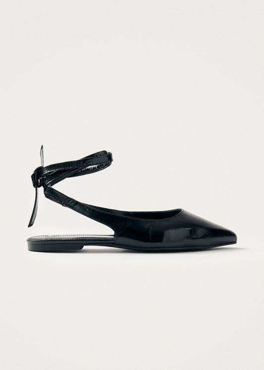 Ribbon Onix Black Leather Ballet Flats-image