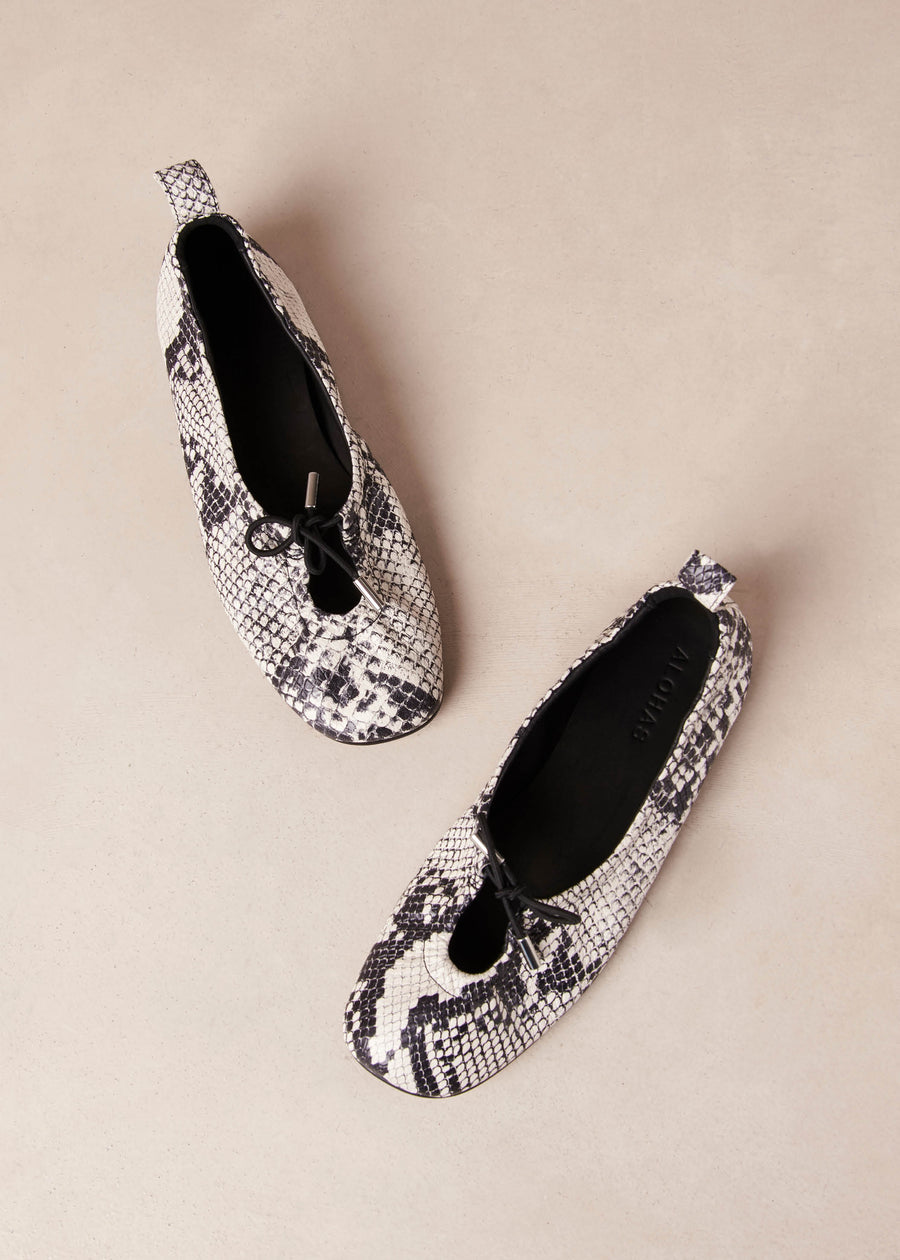 Rosalind Indo Grey Leather Ballet Flats