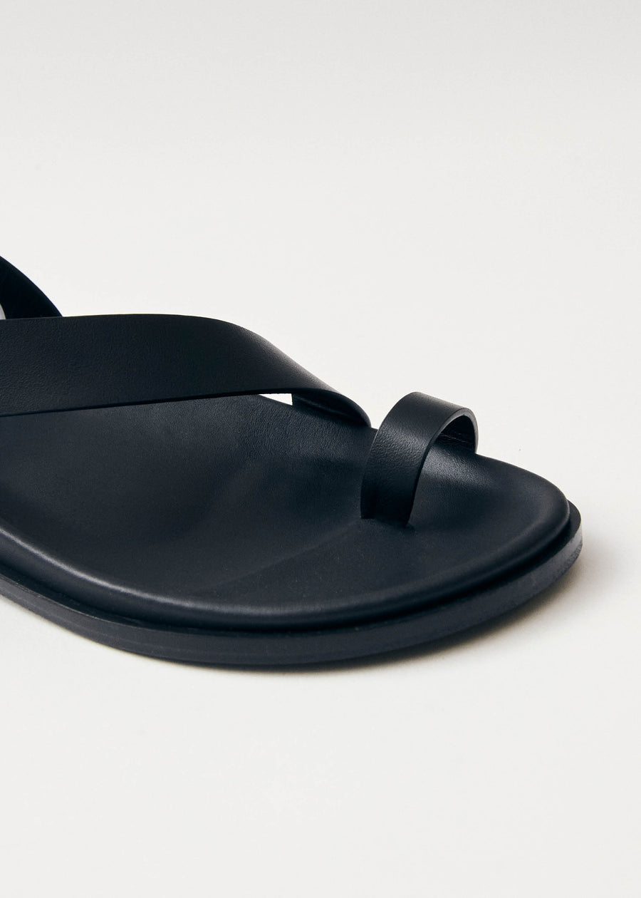 Myles Black Leather Sandals