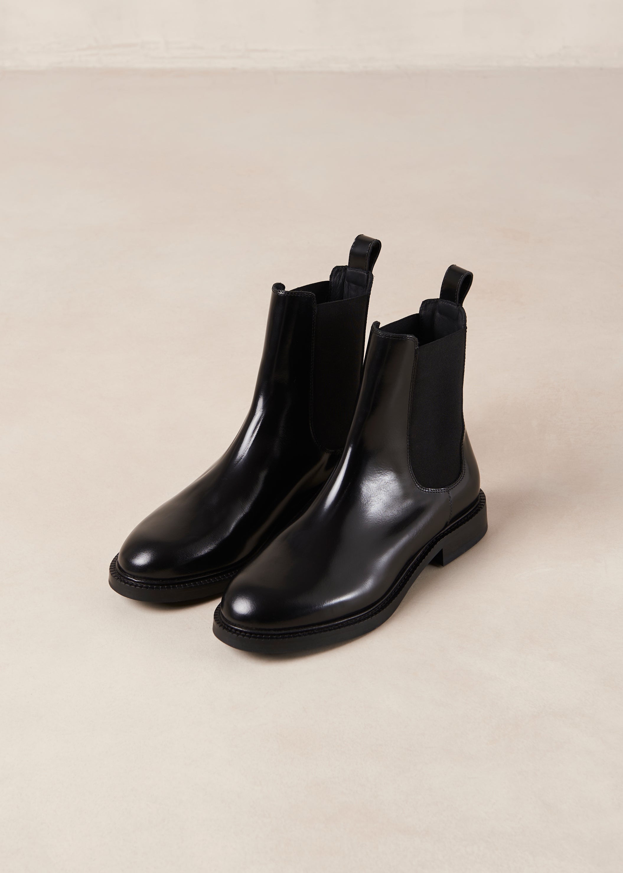 Black faux leather chelsea boots online