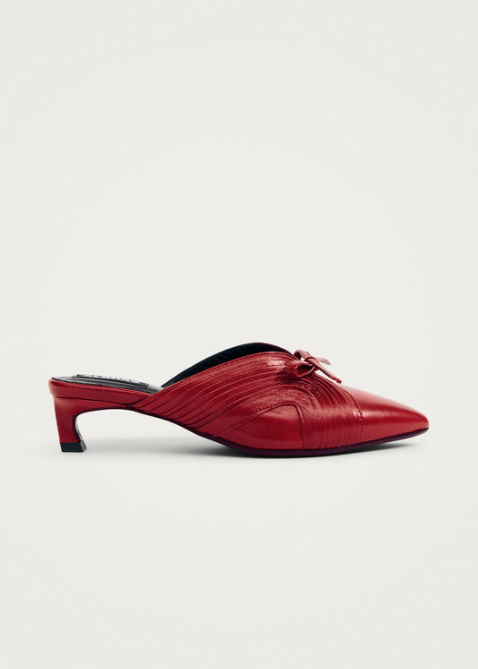 Gayle Red Leather Mules