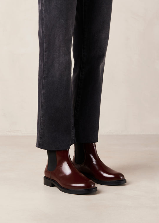 Lanz Burgundy Leather Ankle Boots