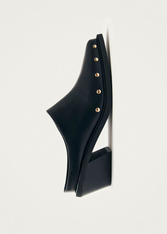 Lorenzo Black Leather Mules