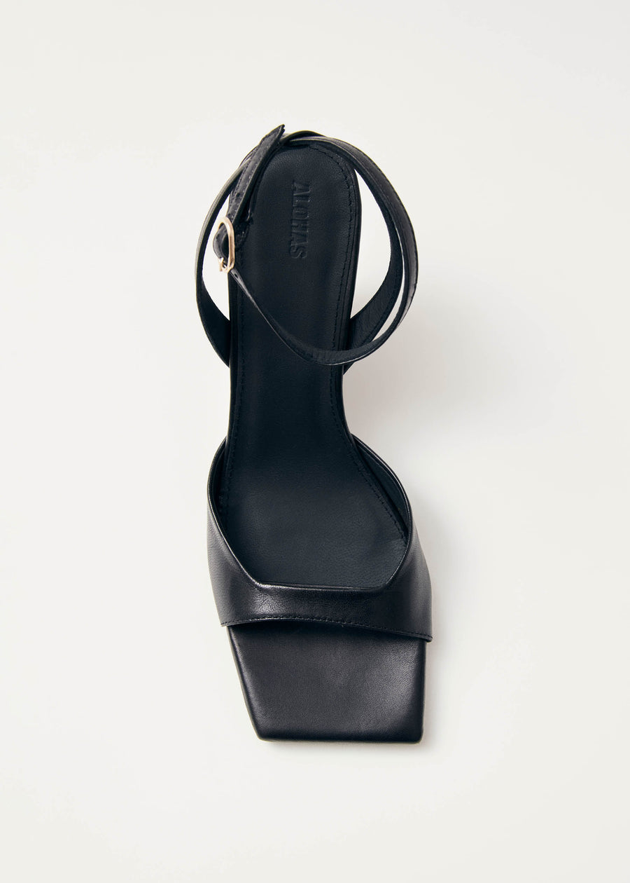 Riya Black Leather Sandals