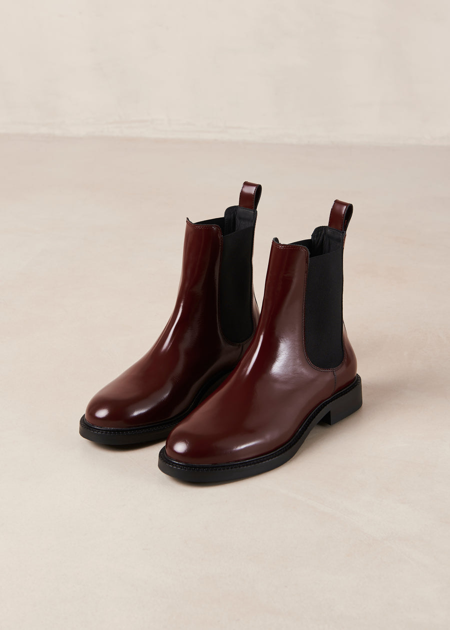 Lanz Burgundy Leather Ankle Boots