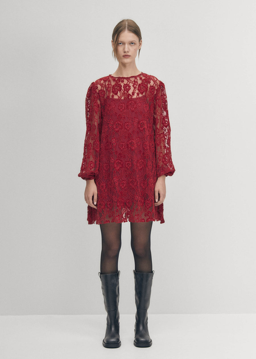 Dablon Lace Wine Dress