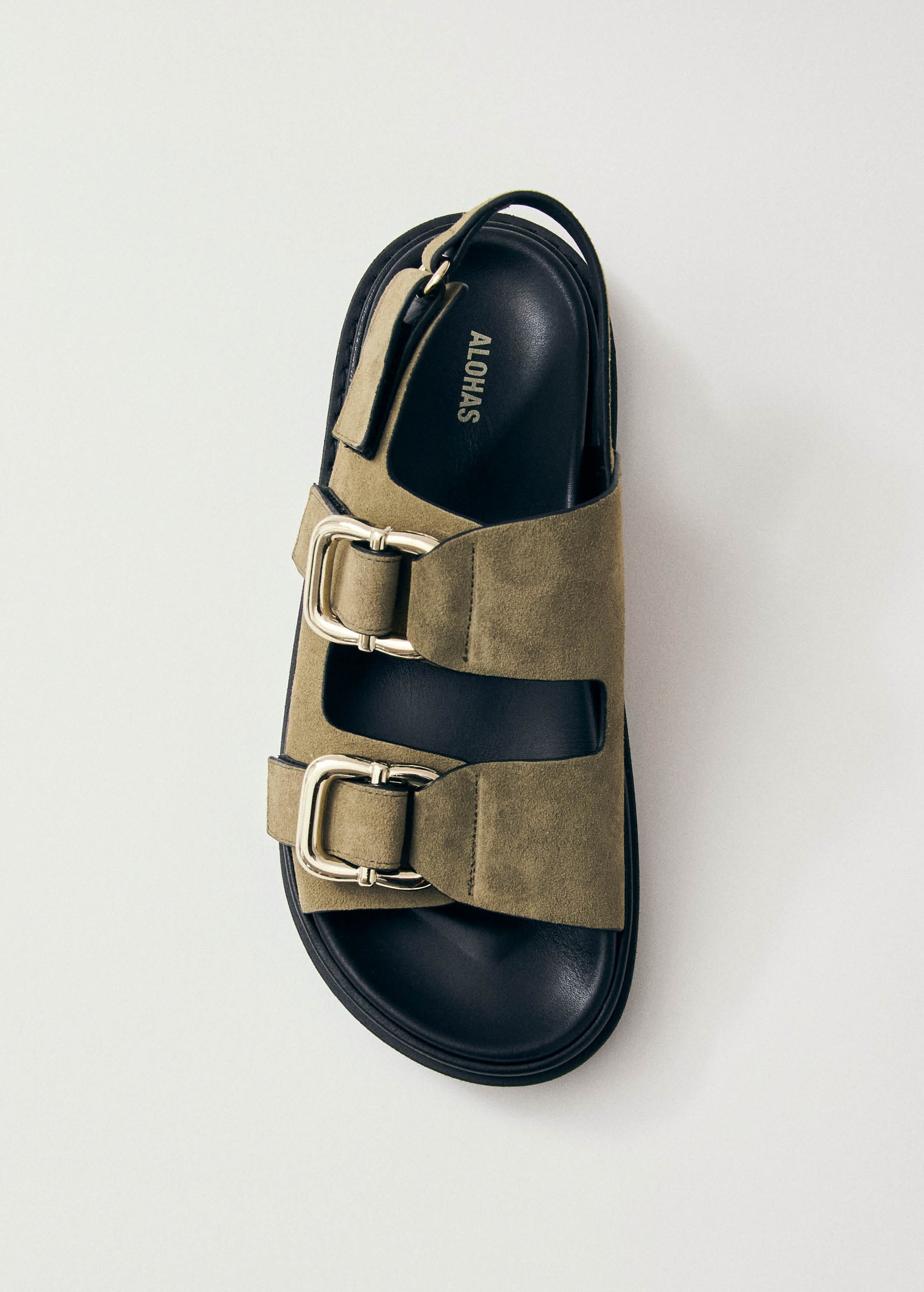 Alohas Harper Suede Khaki Leather Sandals