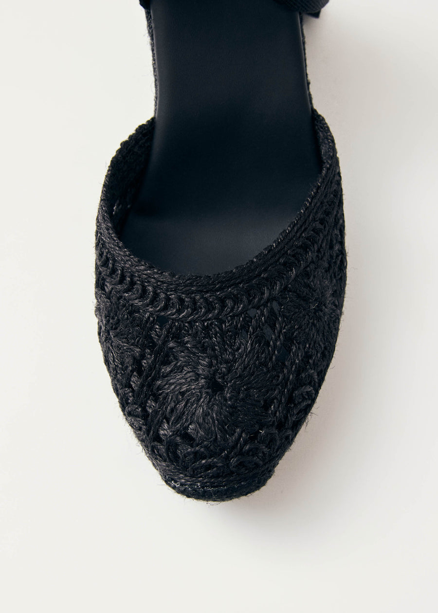 Cordelia Crochet Black Espadrilles