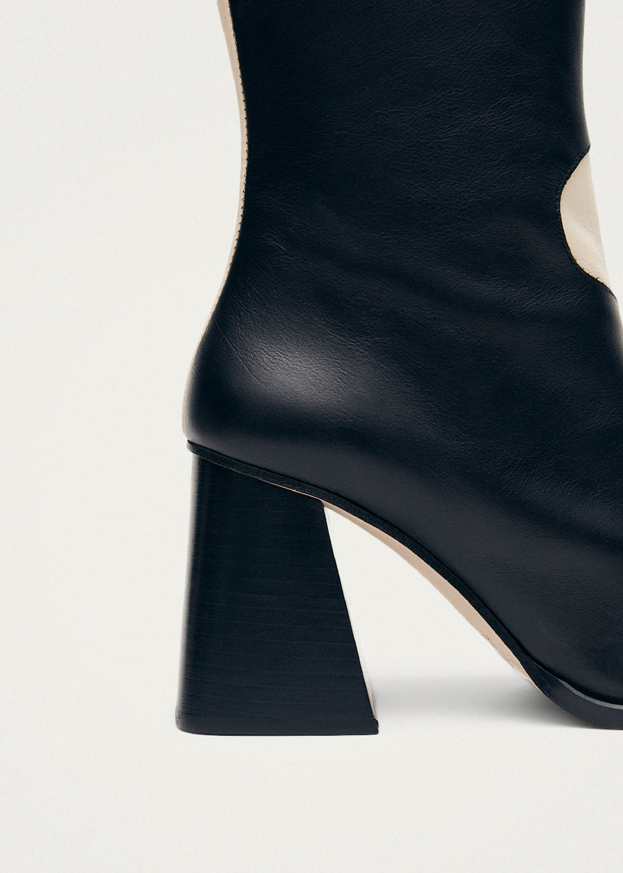 Blair Bicolor Black Cream Ankle Boots