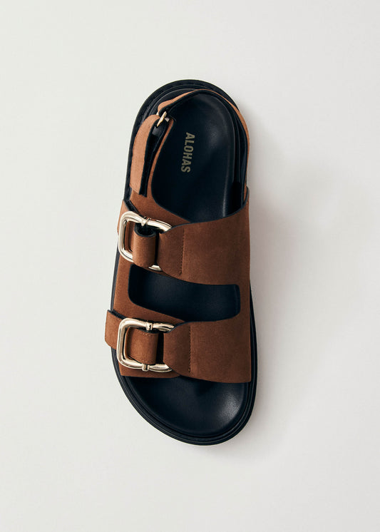 Harper Suede Brown Leather Sandals