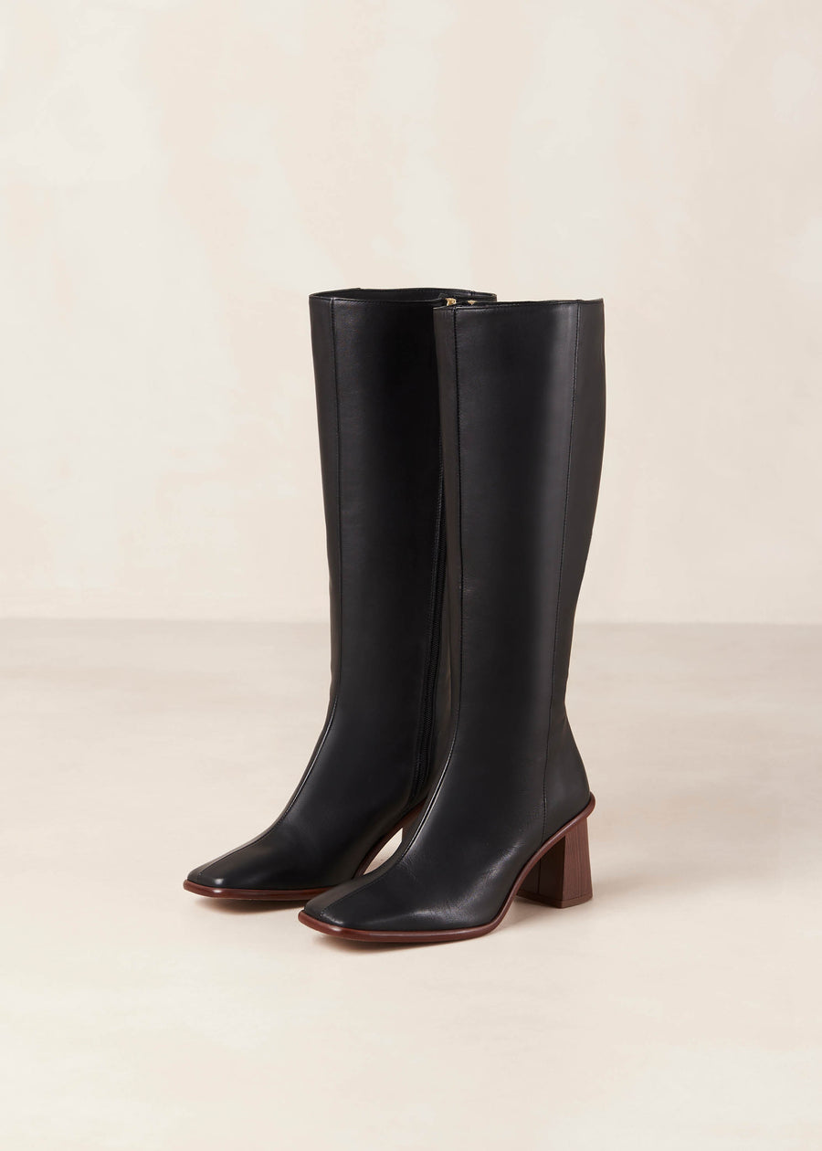 A.F. Vandevorst black tall classic studded riding boots with low heel (38)  - V A N II T A S