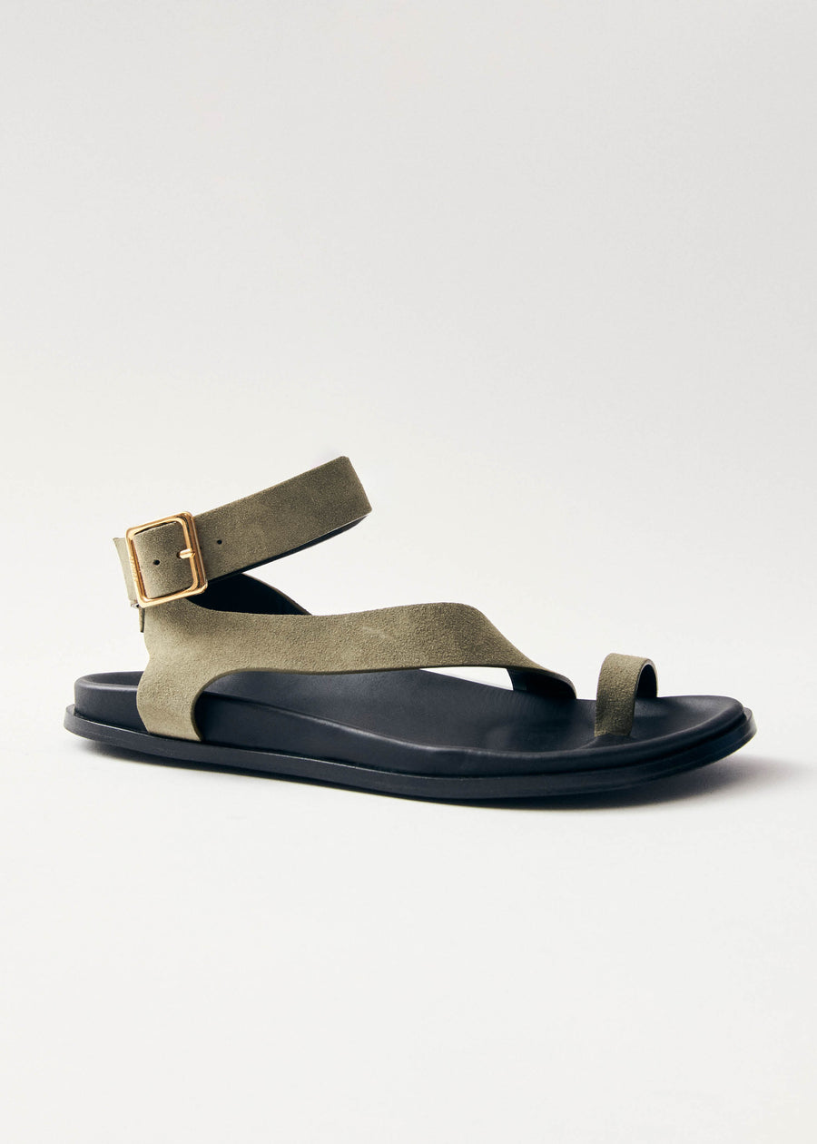 Myles Suede Khaki Leather Sandals