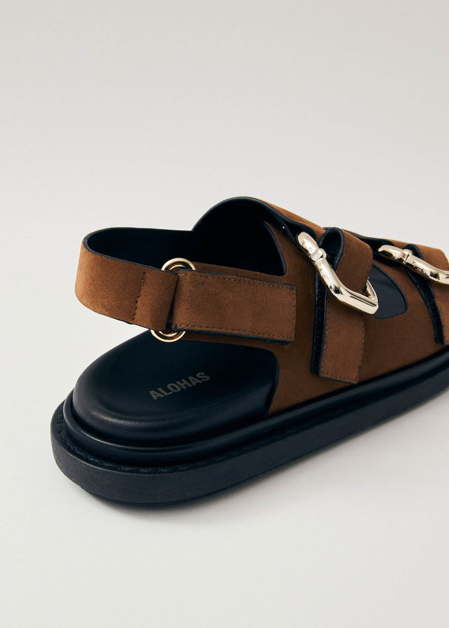 Harper Suede Brown Leather Sandals