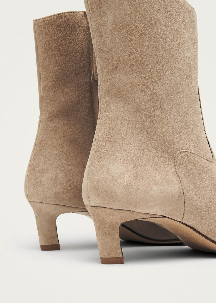 Nash Suede Beige Leather Ankle Boots