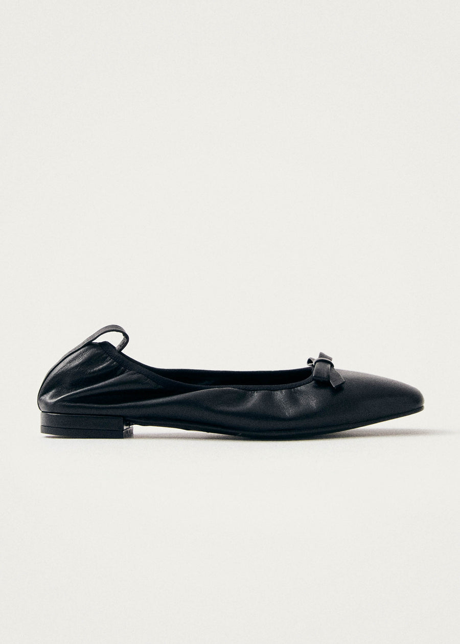 Freya Black Leather Ballet Flats