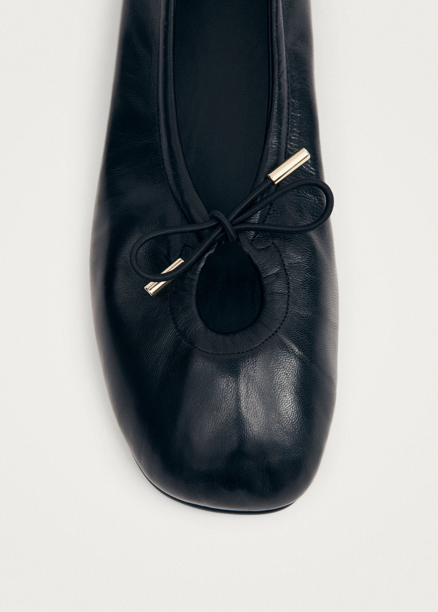 Rosalind Black Leather Ballet Flats