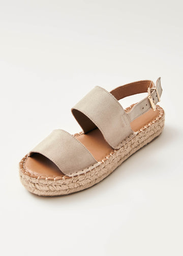 Double Strap Camel Leather Espadrilles