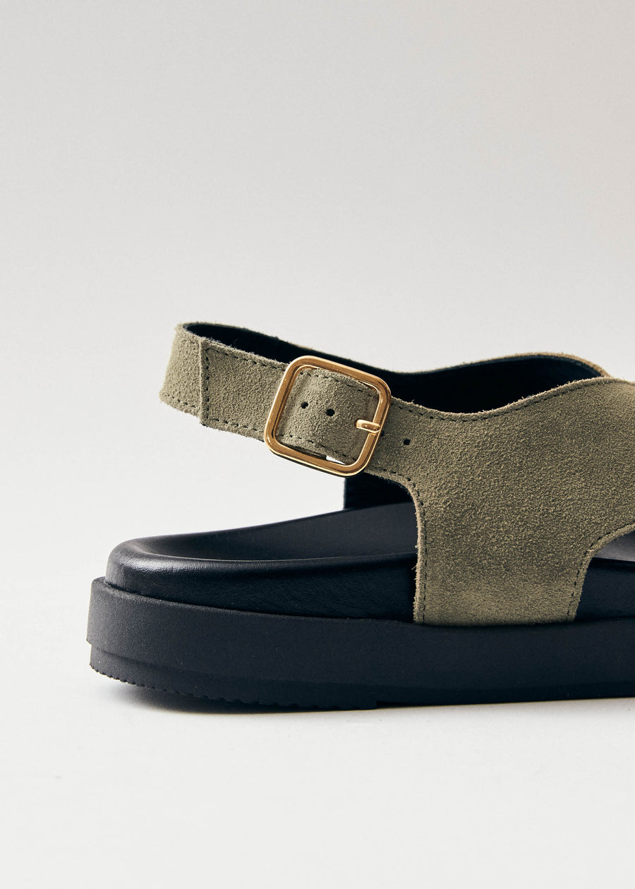 Nico Suede Khaki Leather Sandals