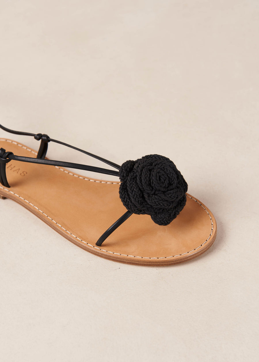 Jakara Black Leather Sandals