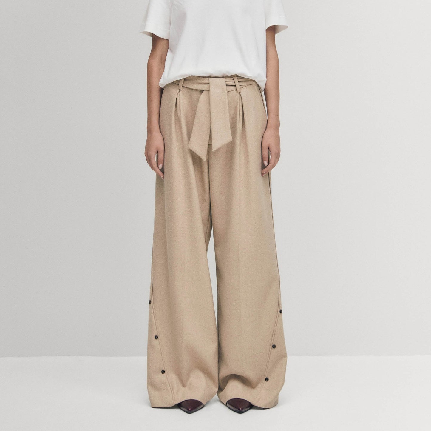 Abbie Pantalon Beige en maille