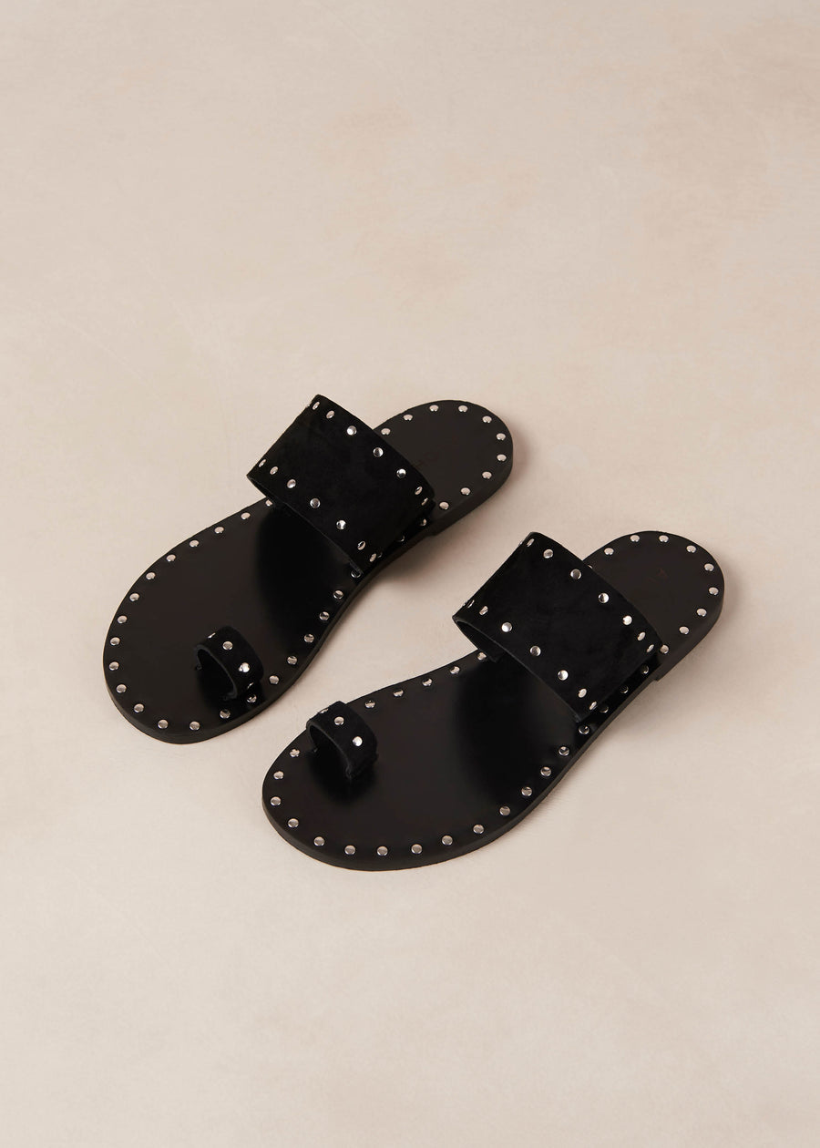 Riley Black Leather Sandals