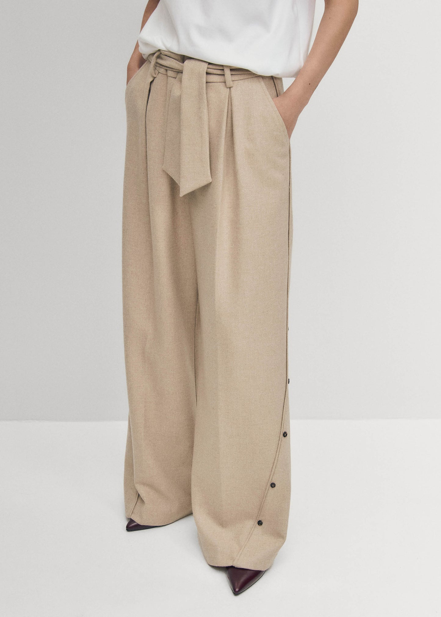 Abbie Pantalon Beige en maille