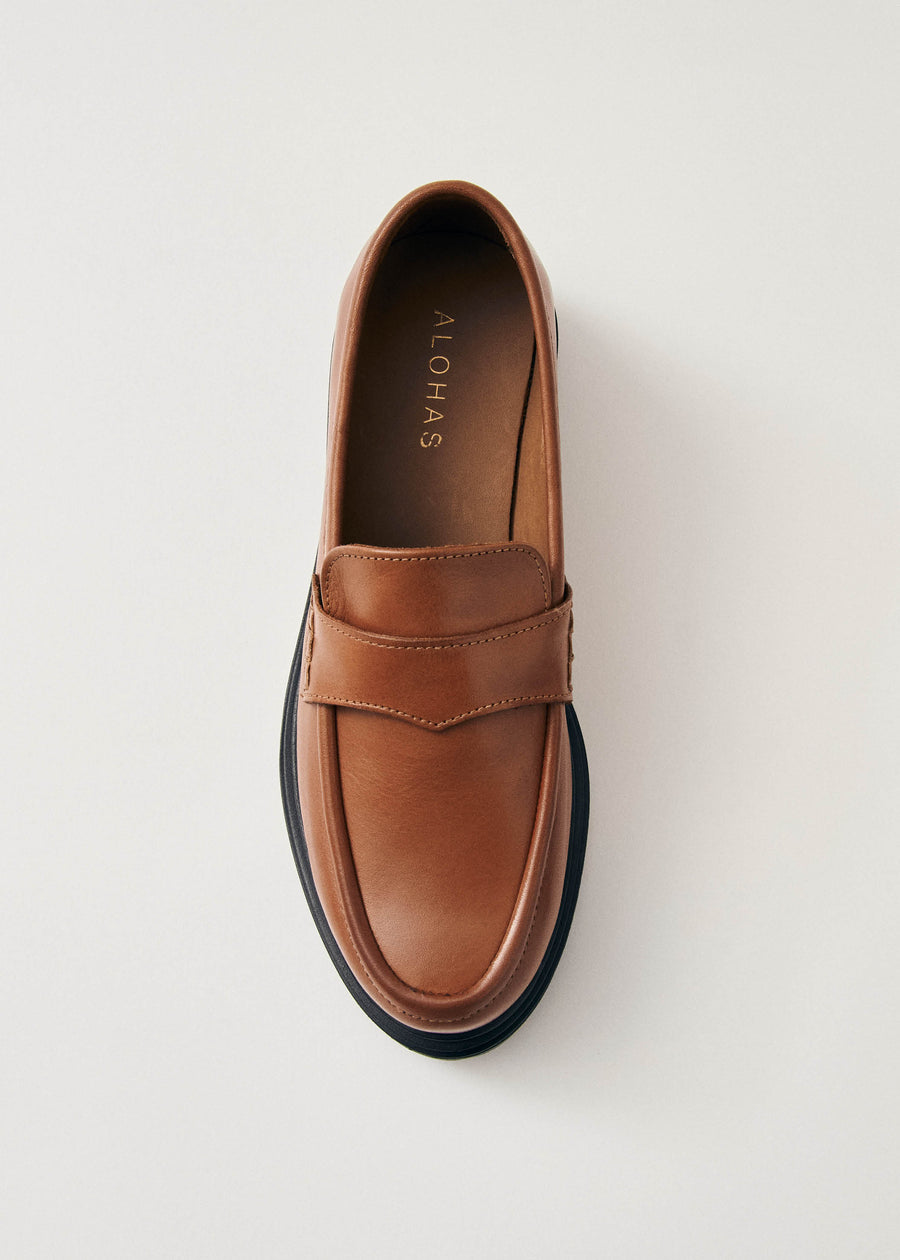 Obsidian Tan Leather Loafers