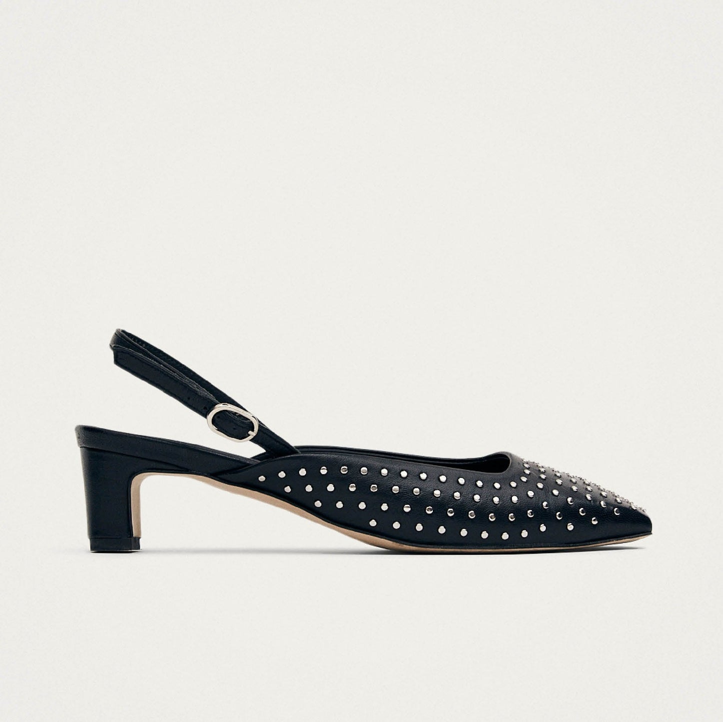 Lindy Studs Black Leather Pumps