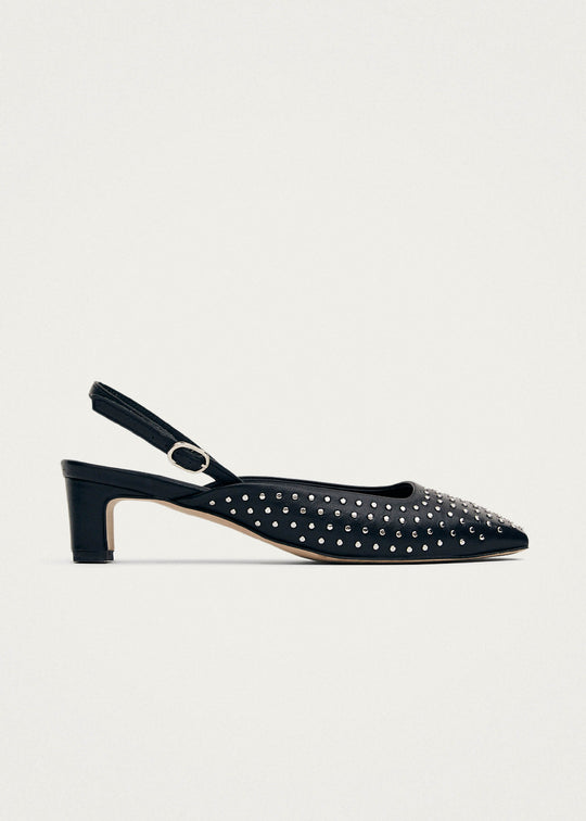 Lindy Studs Black Leather Pumps