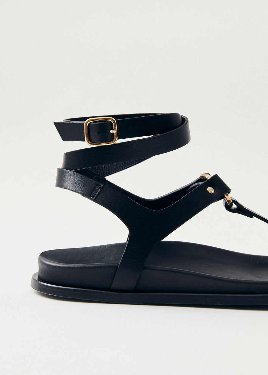 Kizzi Black Leather Sandals