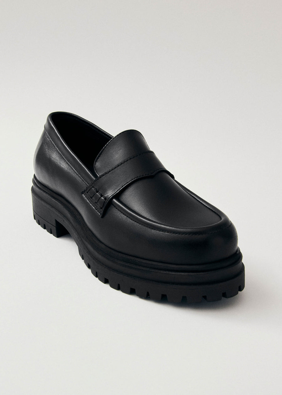 Obsidian Black Leather Loafers