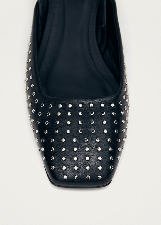 Lindy Studs Black Leather Pumps