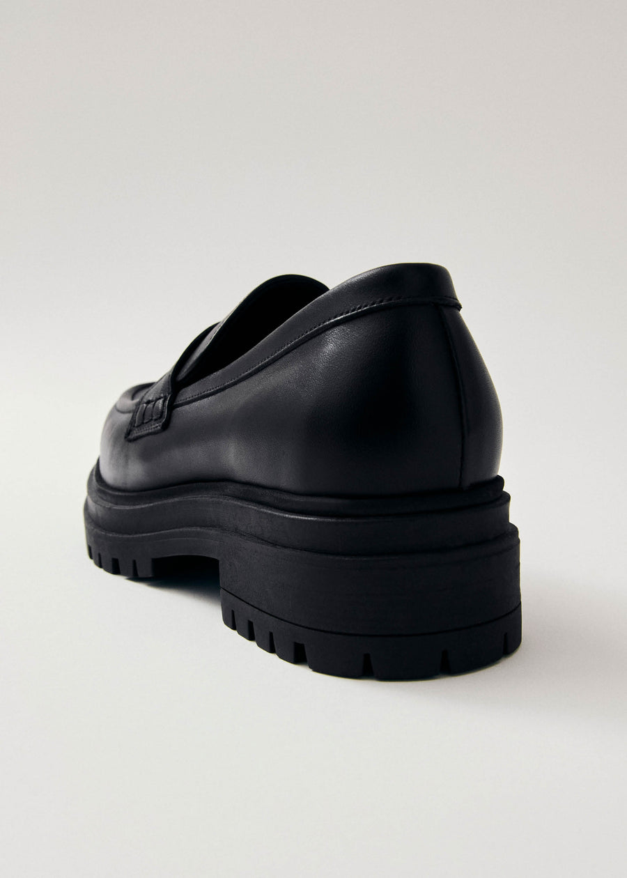 Obsidian Black Leather Loafers