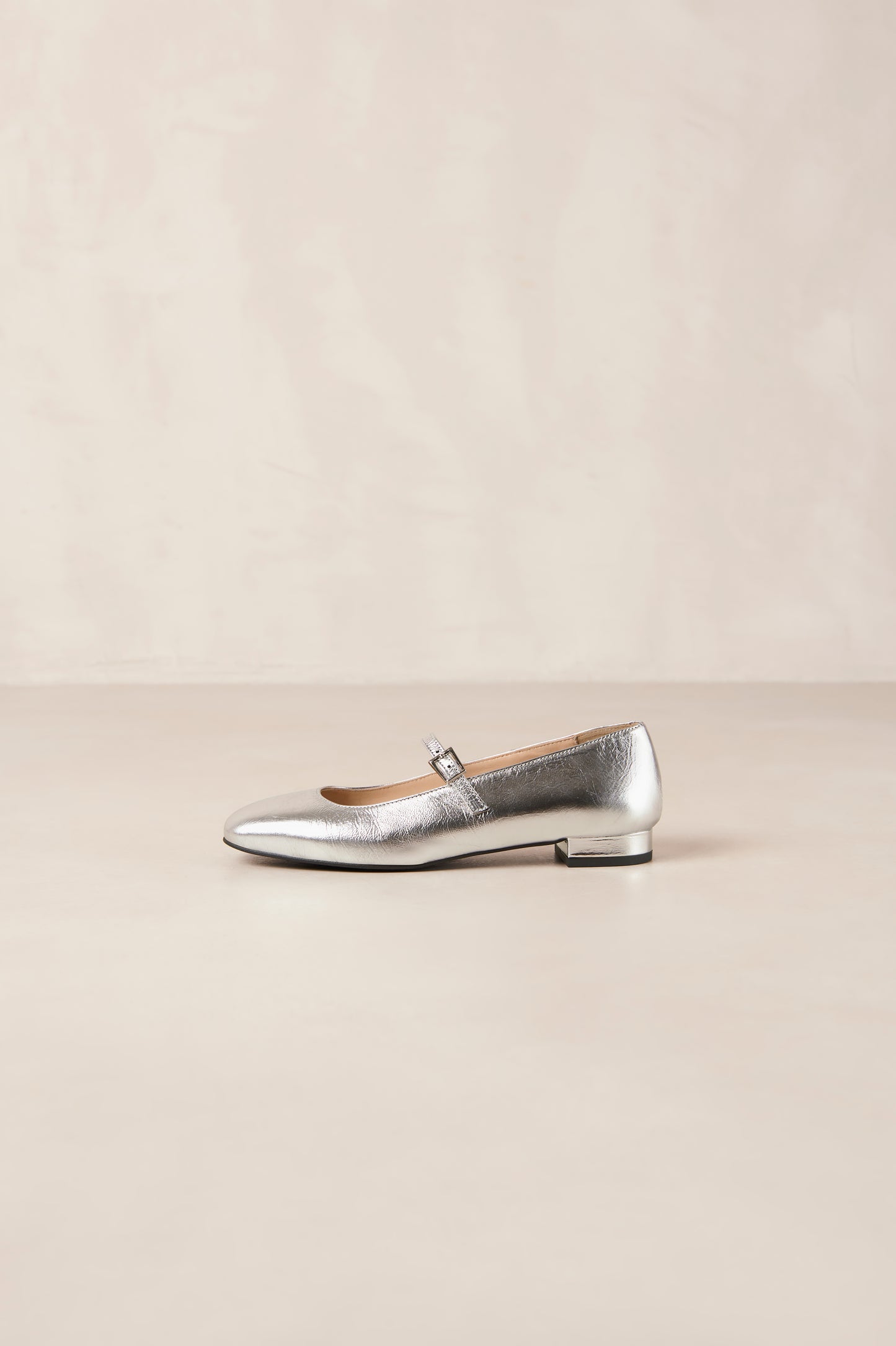 Por Do Sol Shimmer Silver Leather Ballet Flats