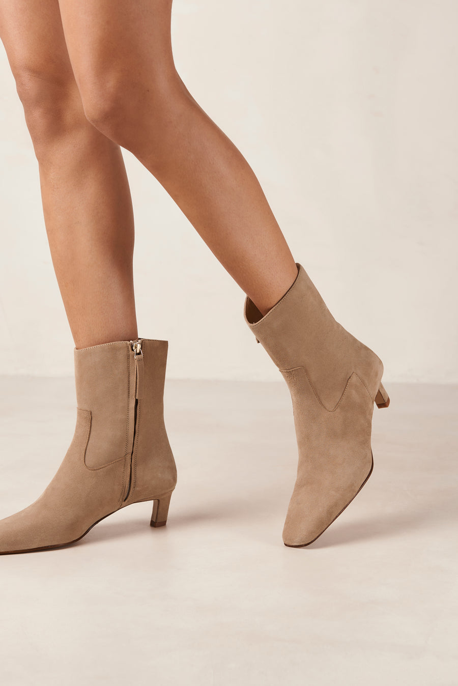 Nash Suede Beige Leather Ankle Boots