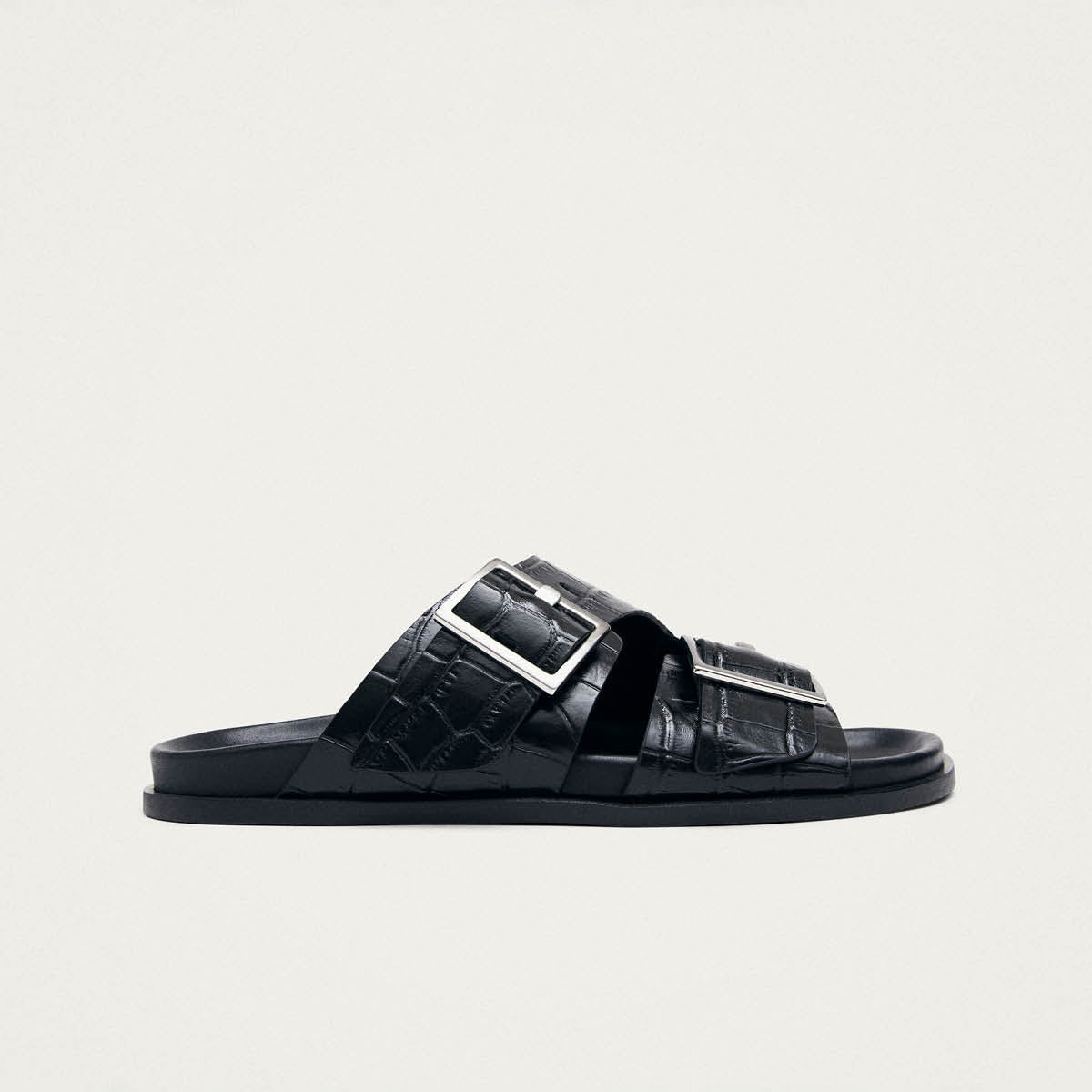 Alba Alli Black Leather Sandals